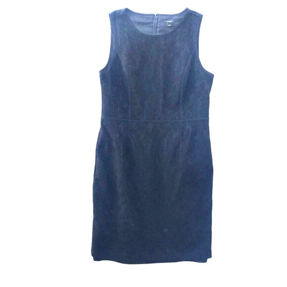 Ann Taylor Black Lace Overlay Dress Knee Length Sheath  Sleeveless Size 14 - Picture 2 of 14